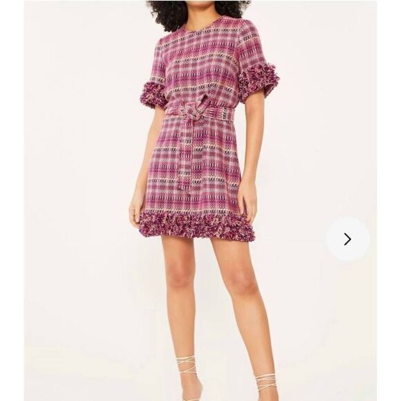 Cinq à Sept Boxweave Easton Dress In Pink Candy Multi Size 6 - Picture 1 of 9